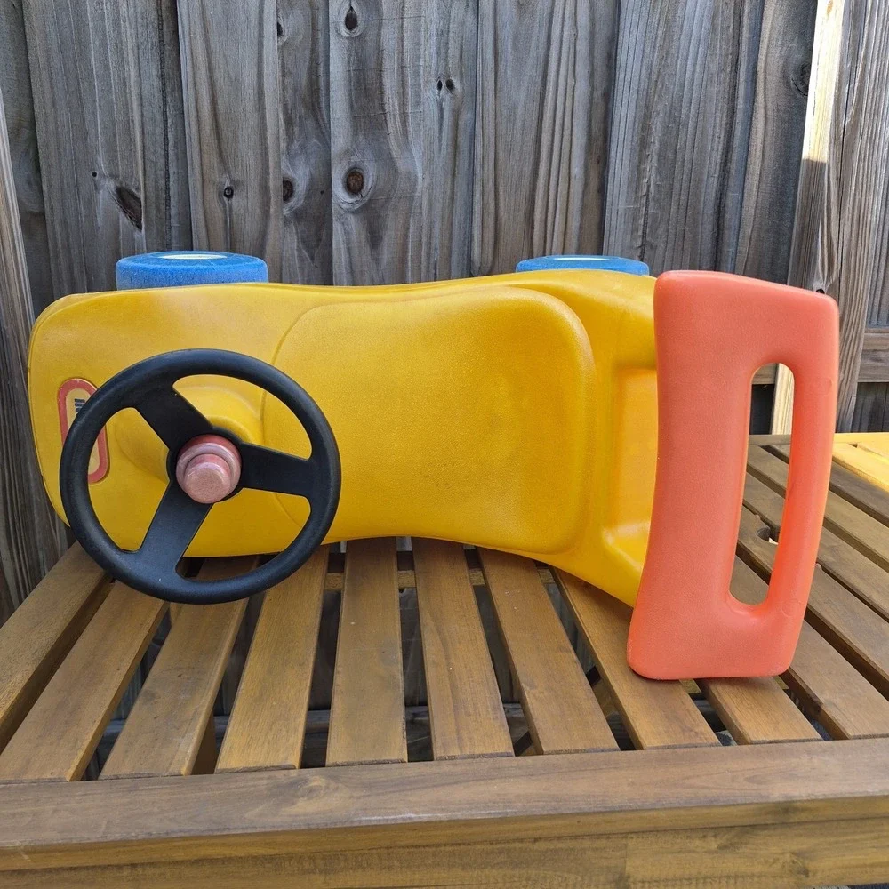 Vintage ‎ Little Tikes yellow race car Ride On Push Toy Roadster Made In USA